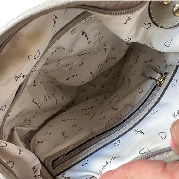 Kate & Alex Cuffaro Cream Italian Design Canvas & Nylon Crossbody Purse Bag - Picture 8 of 12